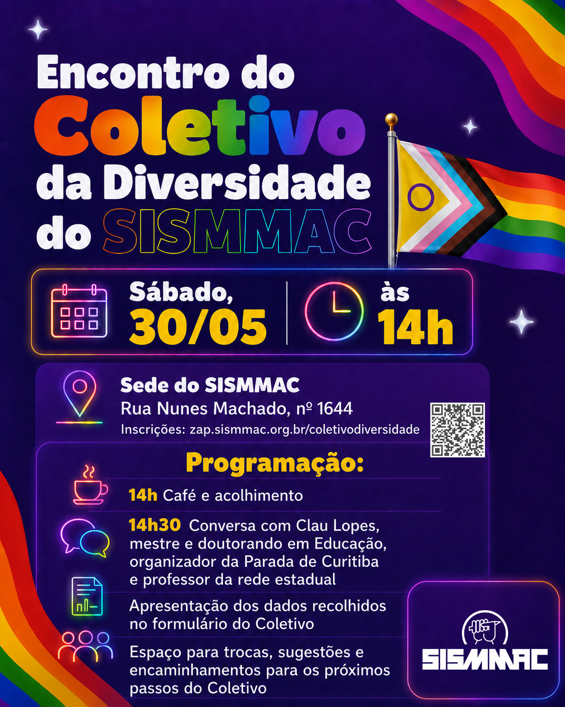 Coletivo da Diversidade do SISMMAC se reúne no próximo sábado (30)