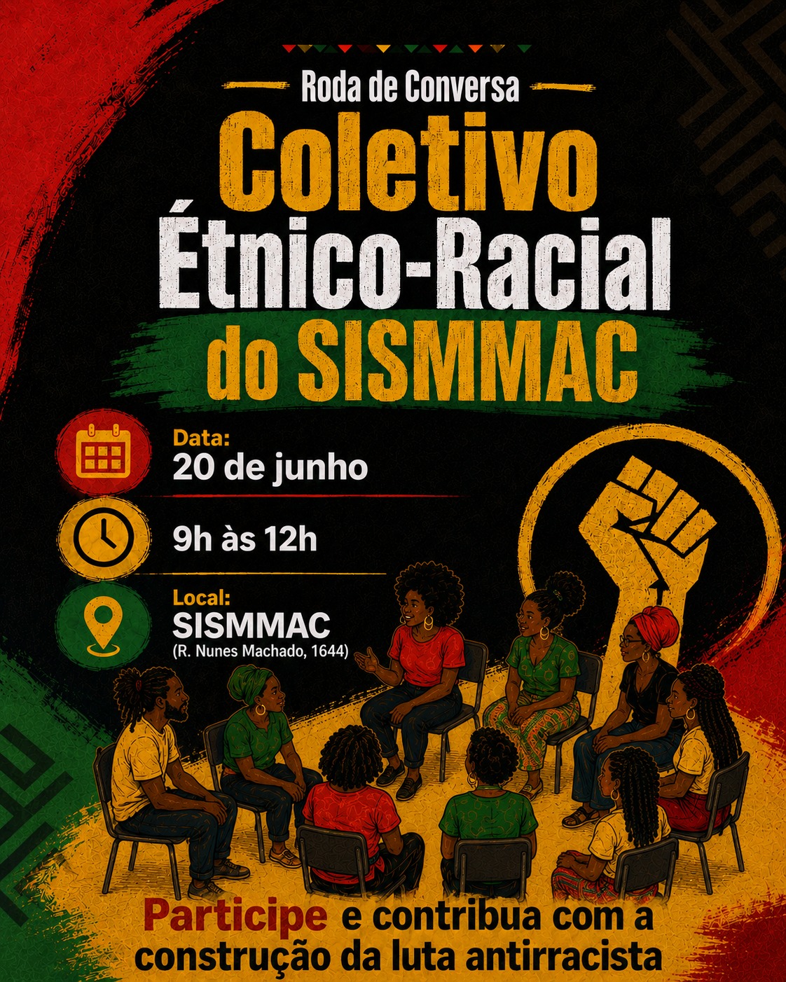 Participe da Roda de Conversa do Coletivo Étnico-Racial do SISMMAC no dia 20