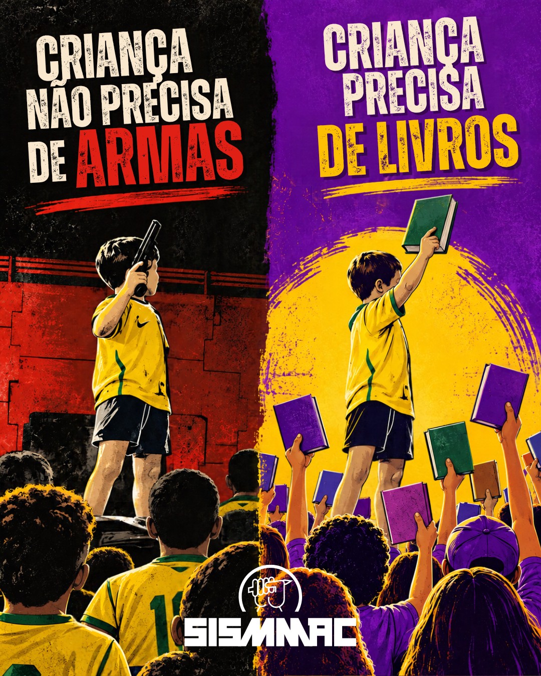 Criança não precisa de armas. Criança precisa de livros